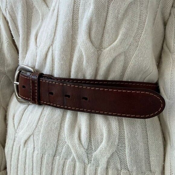 Vintage Pine Brown 100% Leather Made in USA Western Waist Belt Sz M - Picture 3 of 4